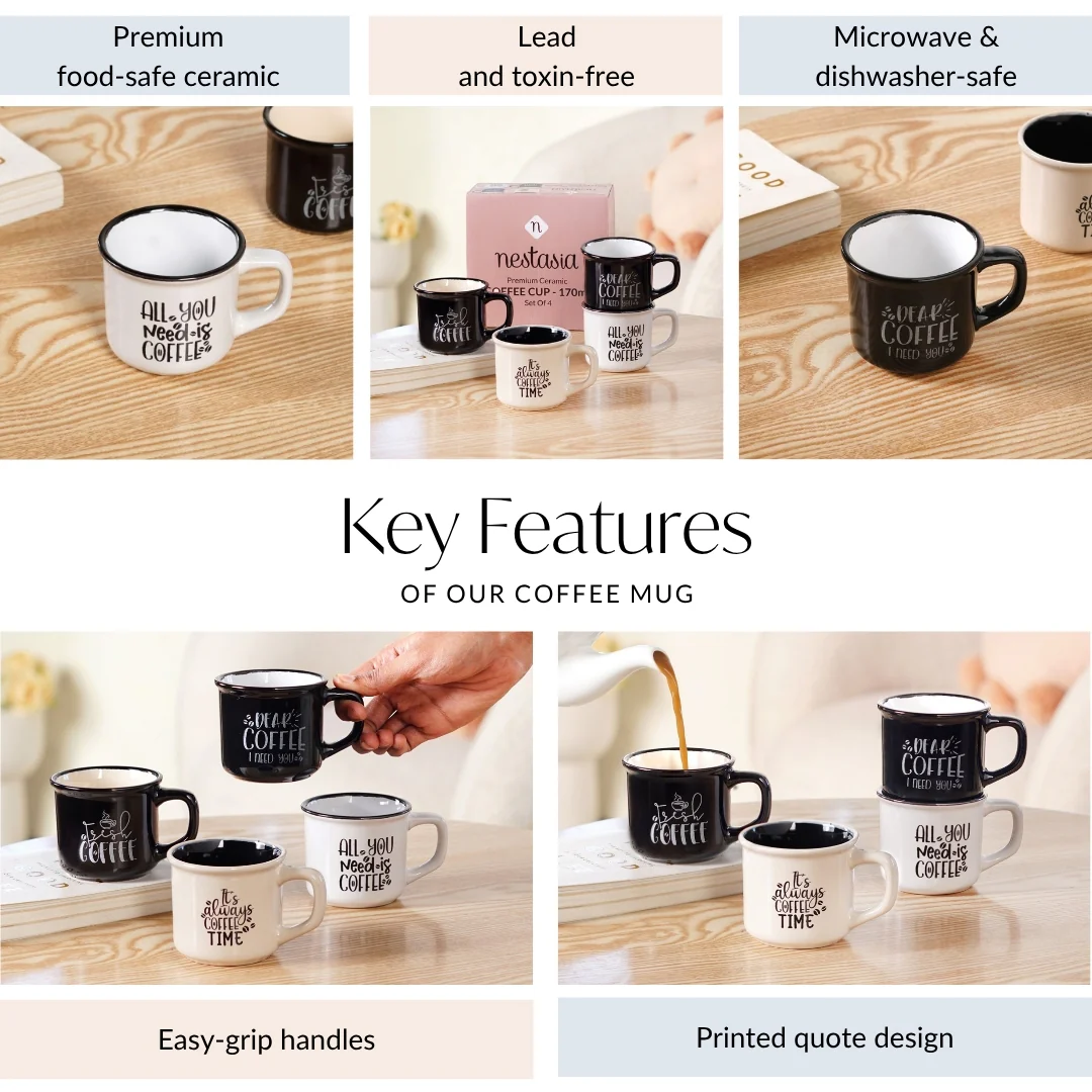Sassy Brew Quotes Coffee Cup Set Of 4 170ml - Image 4