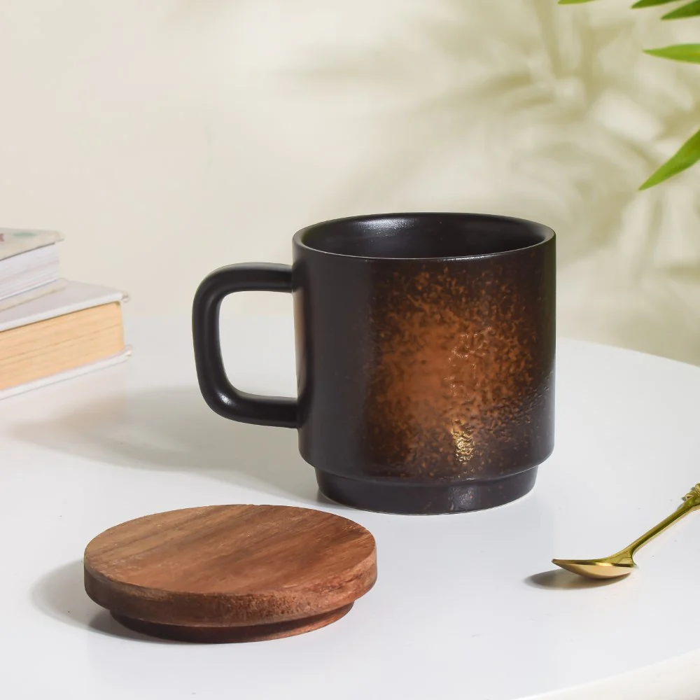Savanna Stoneware Mug With Lid Black 250 ml - Image 11