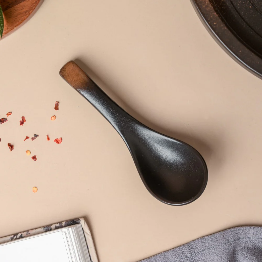 Savanna Stoneware Soup Spoon Matte Black - Image 3