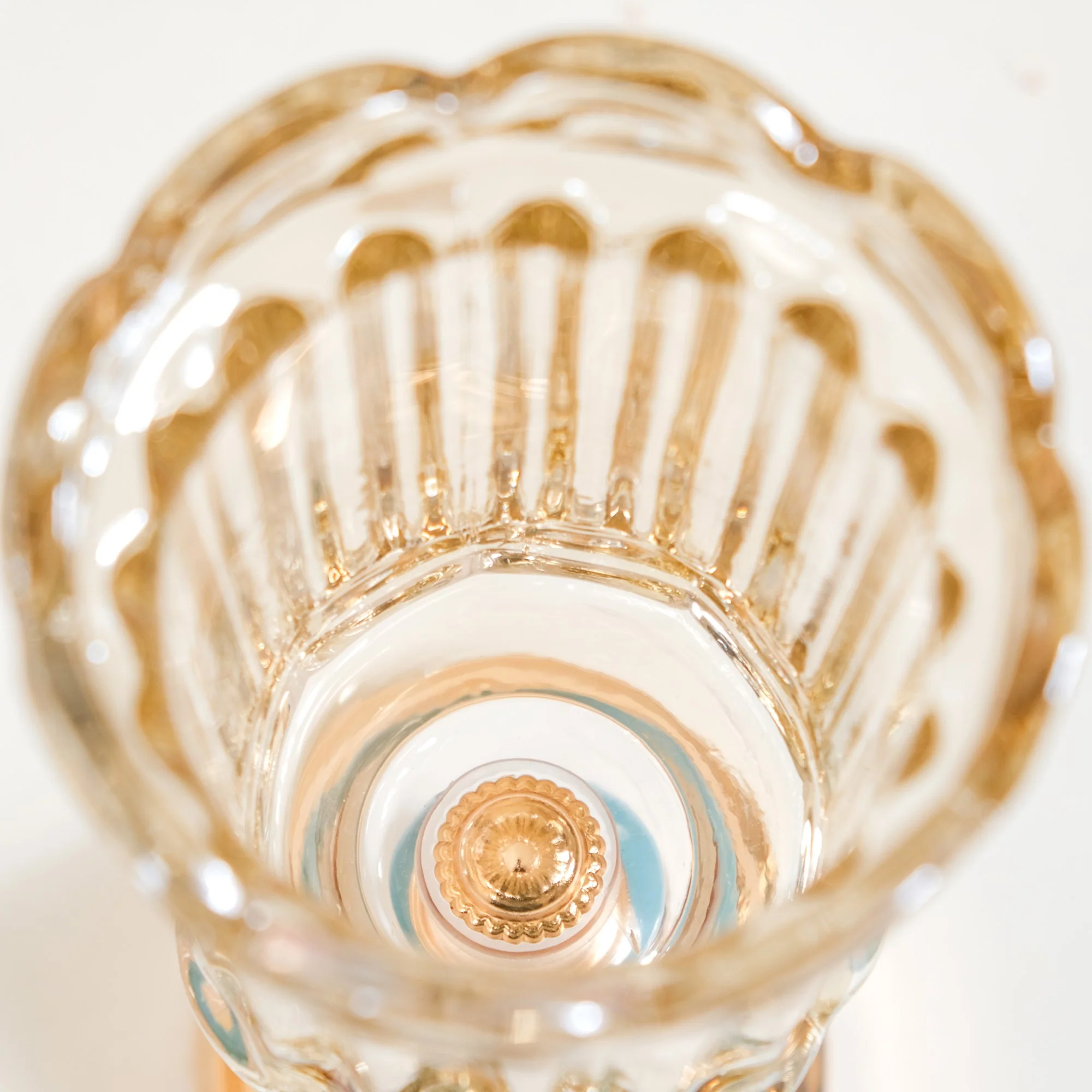 Scalloped Glass Hurricane Candle Stand And Vase - Image 7