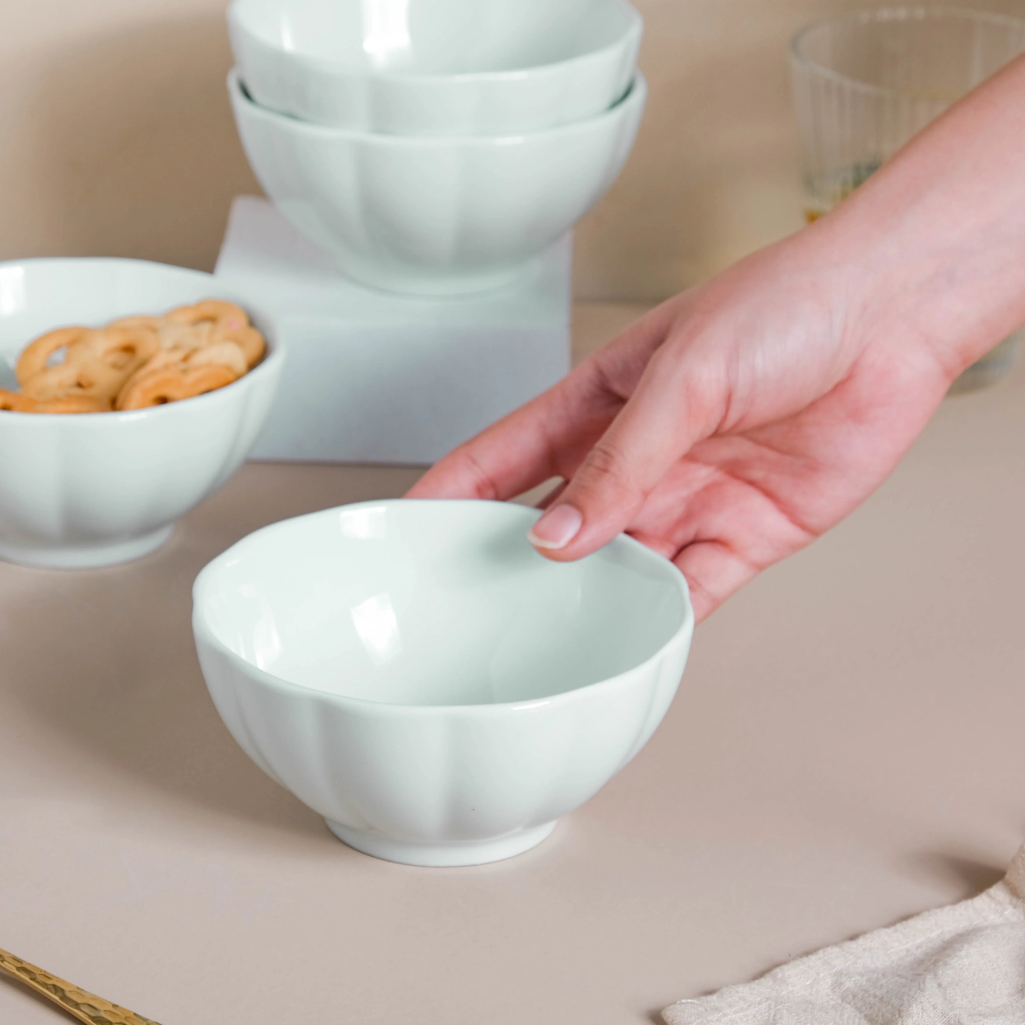 Scalloped Mint Bowl Set of 4 - Image 2
