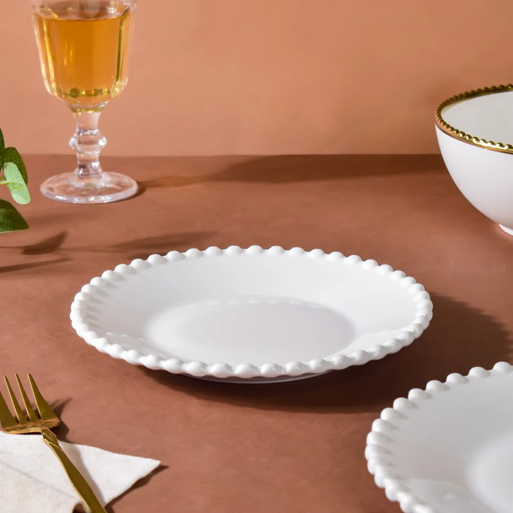 Scalloped Snack Plate White 8 Inch - Image 6
