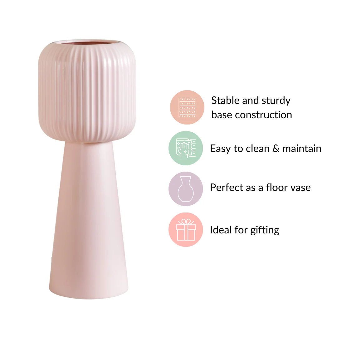 Scandi Pedestal Floor Vase Pink - Image 7