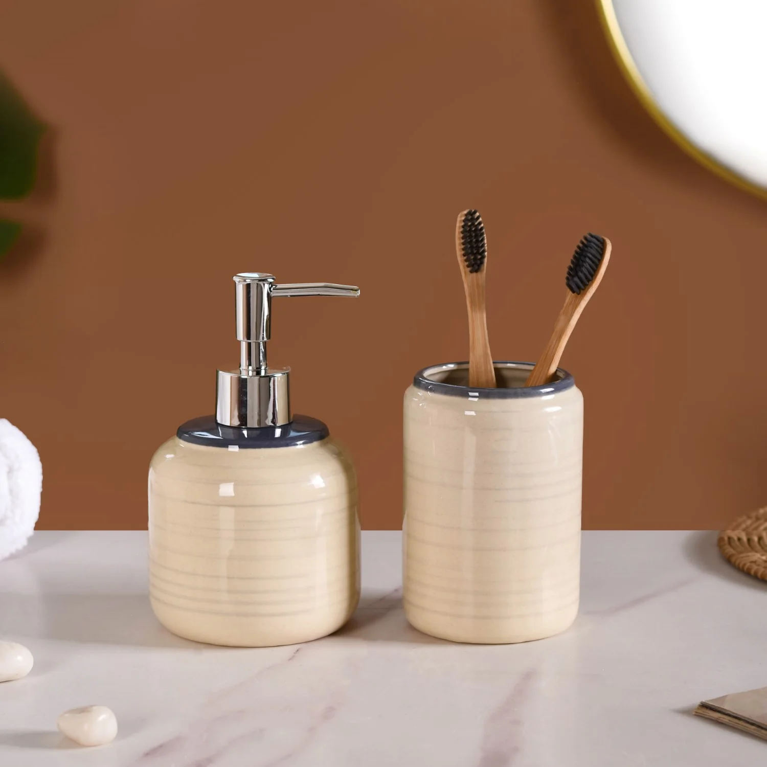 Scandinavian Bath Set of 2 Serene Cream - Image 3
