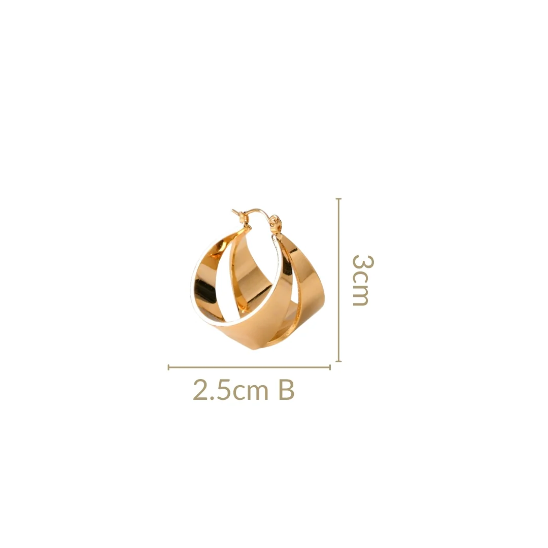 Sculptural Gold Abstract Statement Hoops - Image 3
