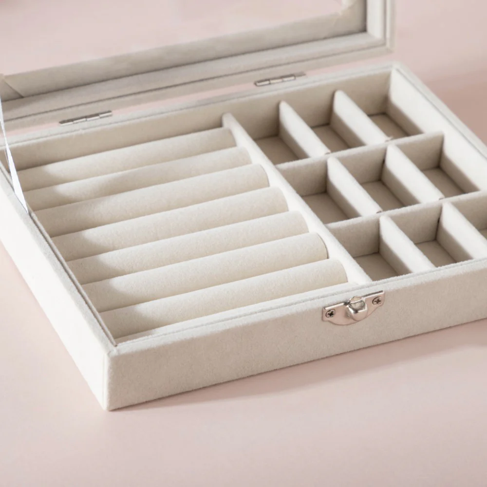 Sectioned Jewellery Box Cream - Image 8
