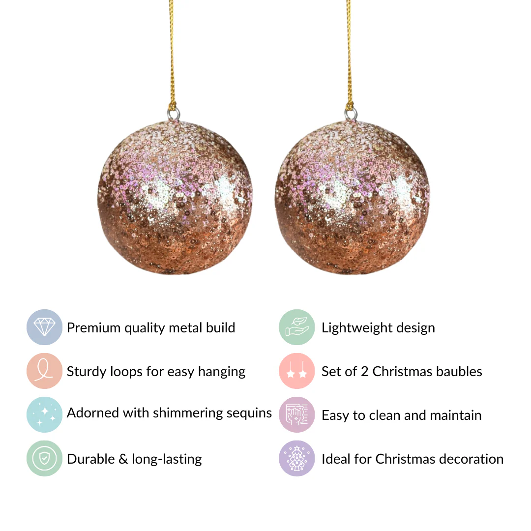 Sequin Baubles For Christmas Tree Decoration Set of 2 - Image 5