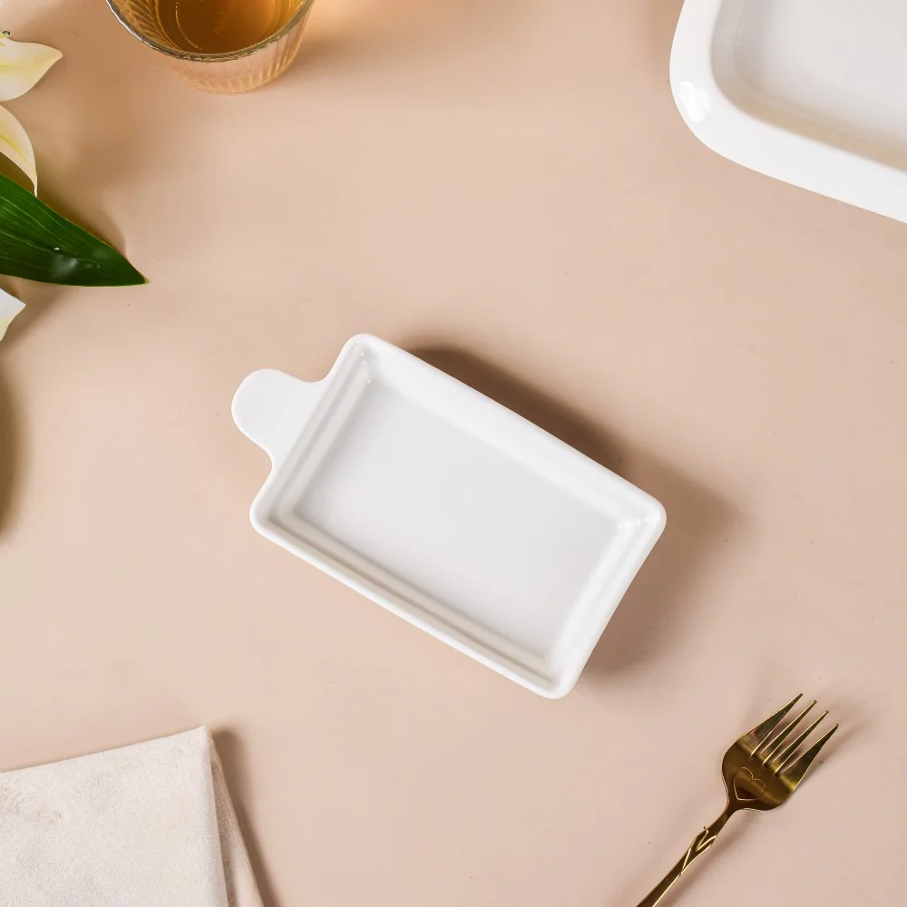 Serena Snowy White Long Platter With Handle - Image 5
