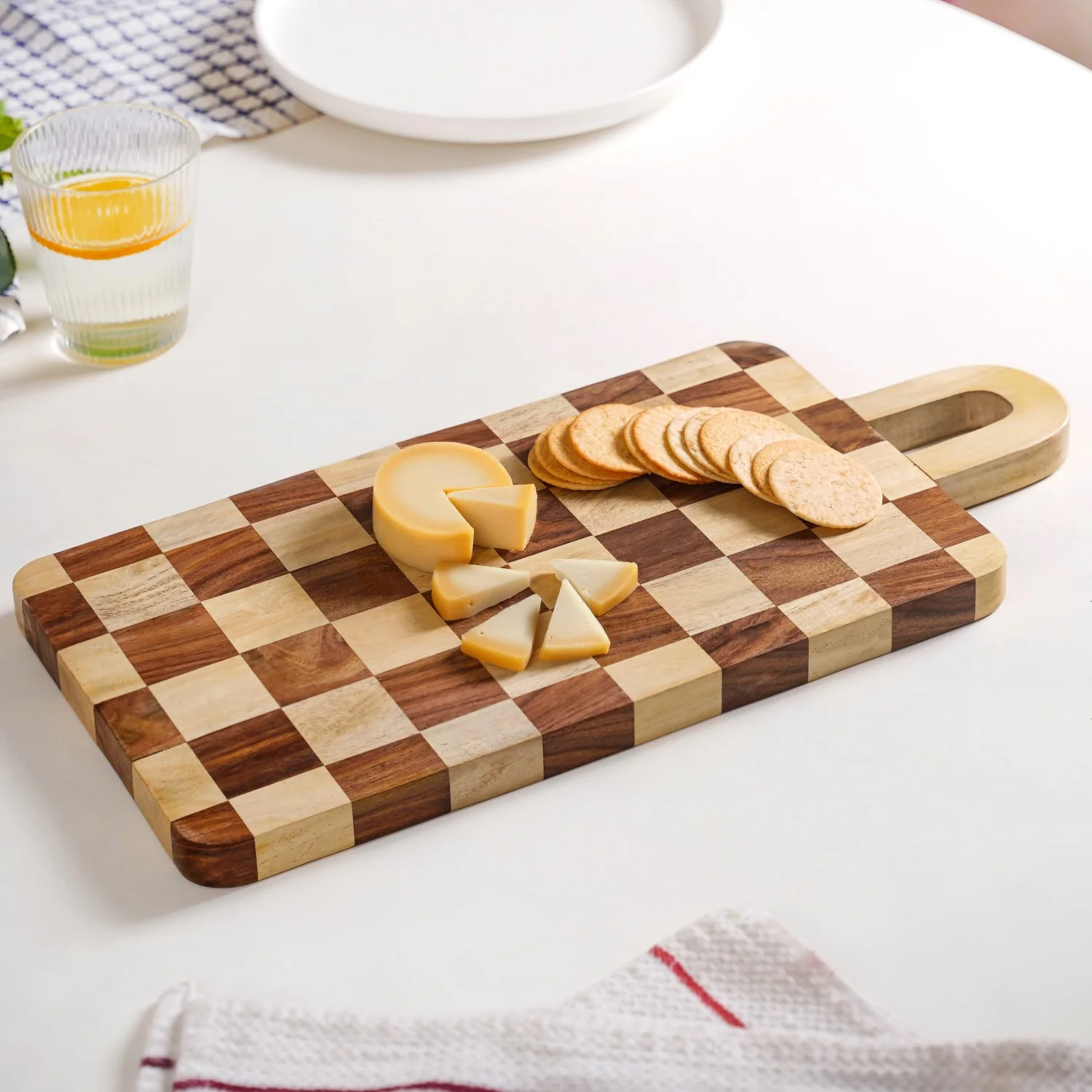 Serve And Slice Rectangle Checkered Atelier Board 45x21cm