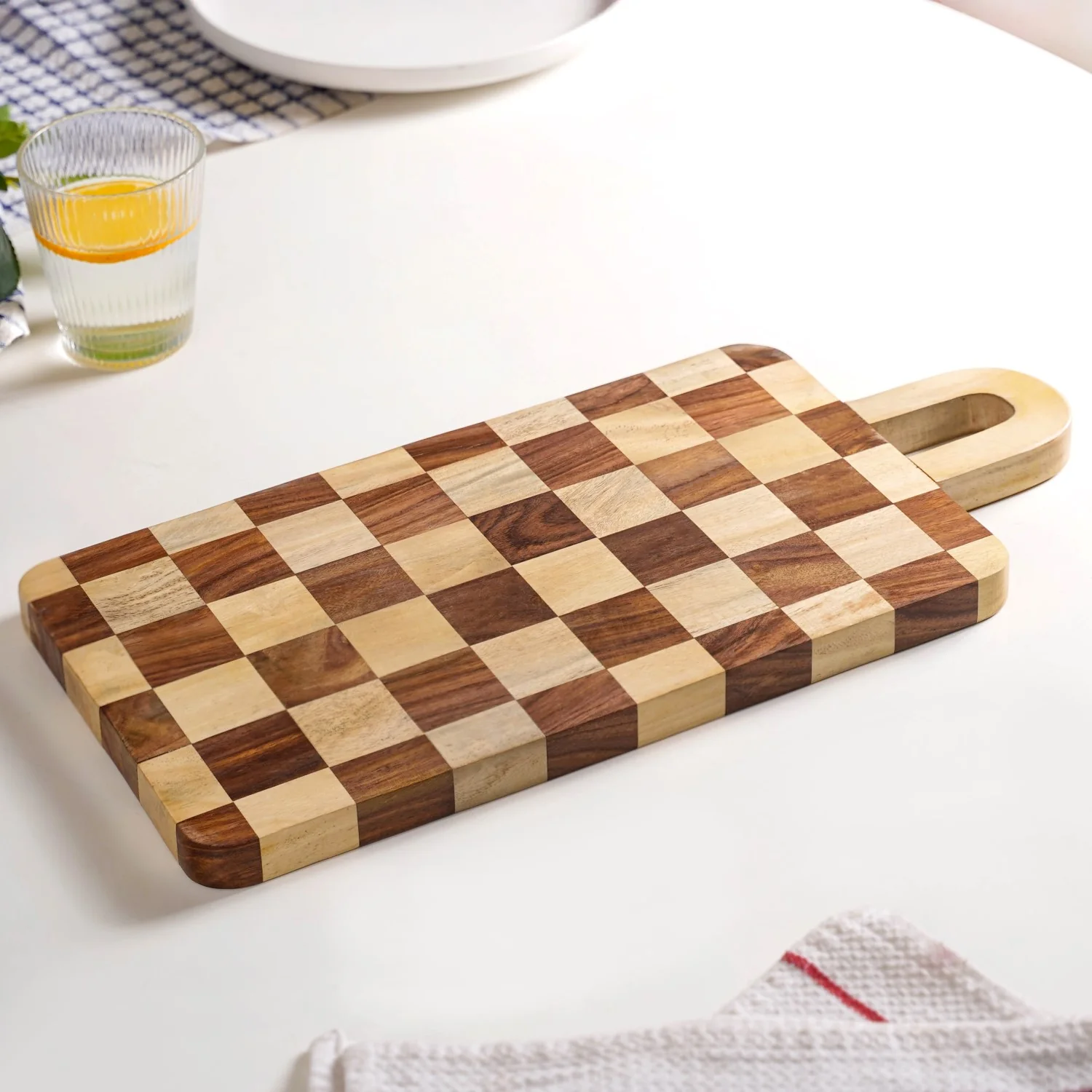 Serve And Slice Rectangle Checkered Atelier Board 45x21cm - Image 3