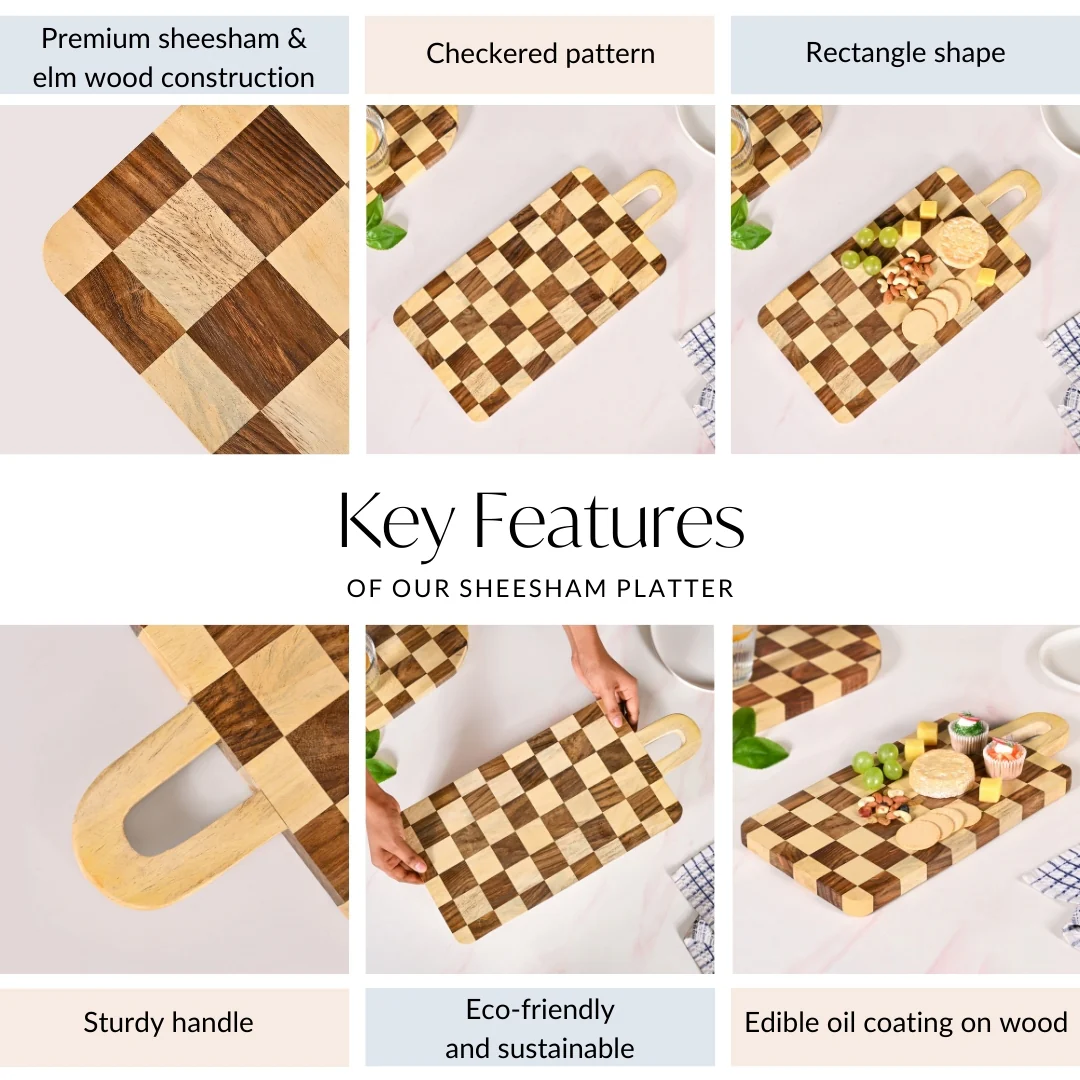 Serve And Slice Rectangle Checkered Atelier Board 45x21cm - Image 5