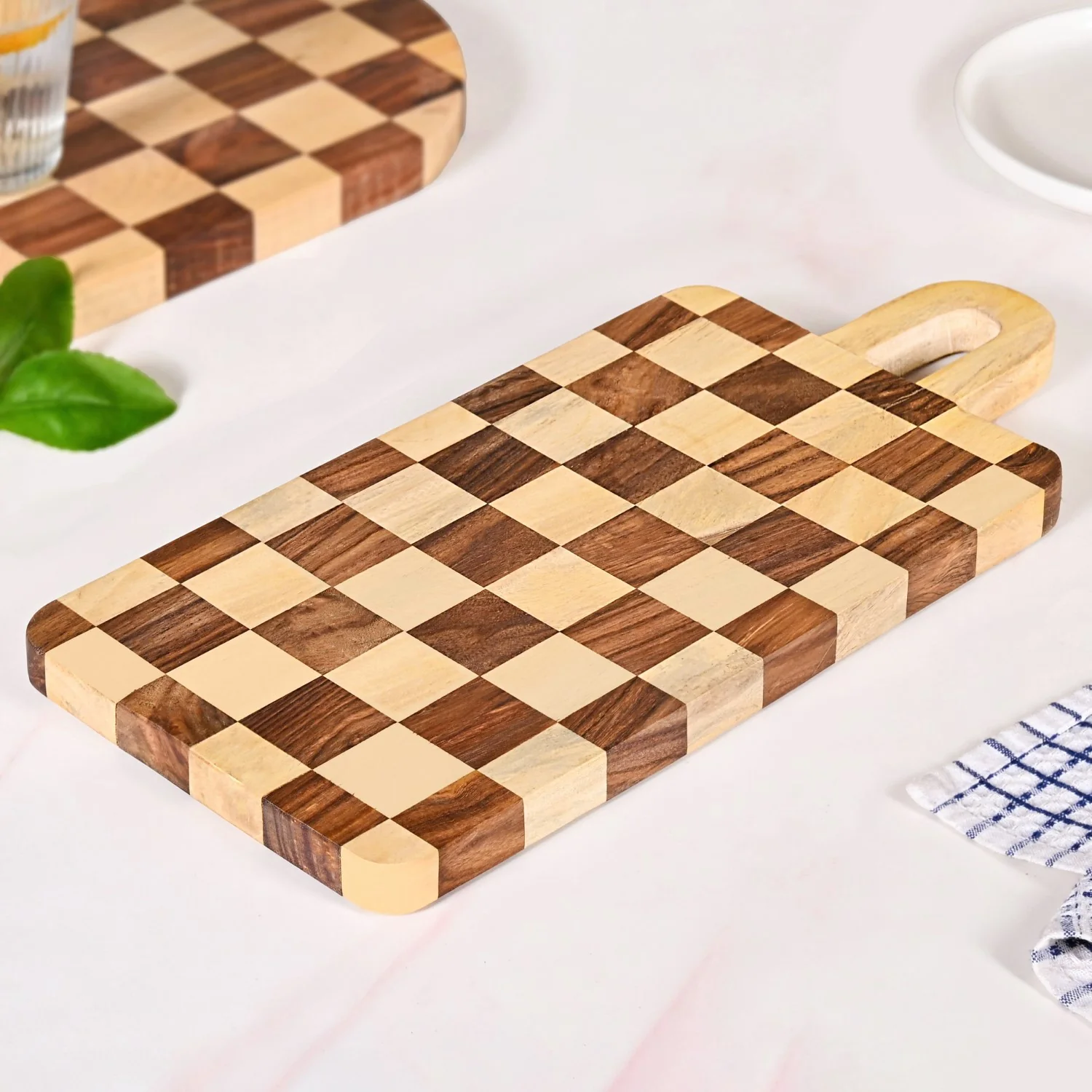 Serve And Slice Rectangle Checkered Atelier Board 45x21cm - Image 9