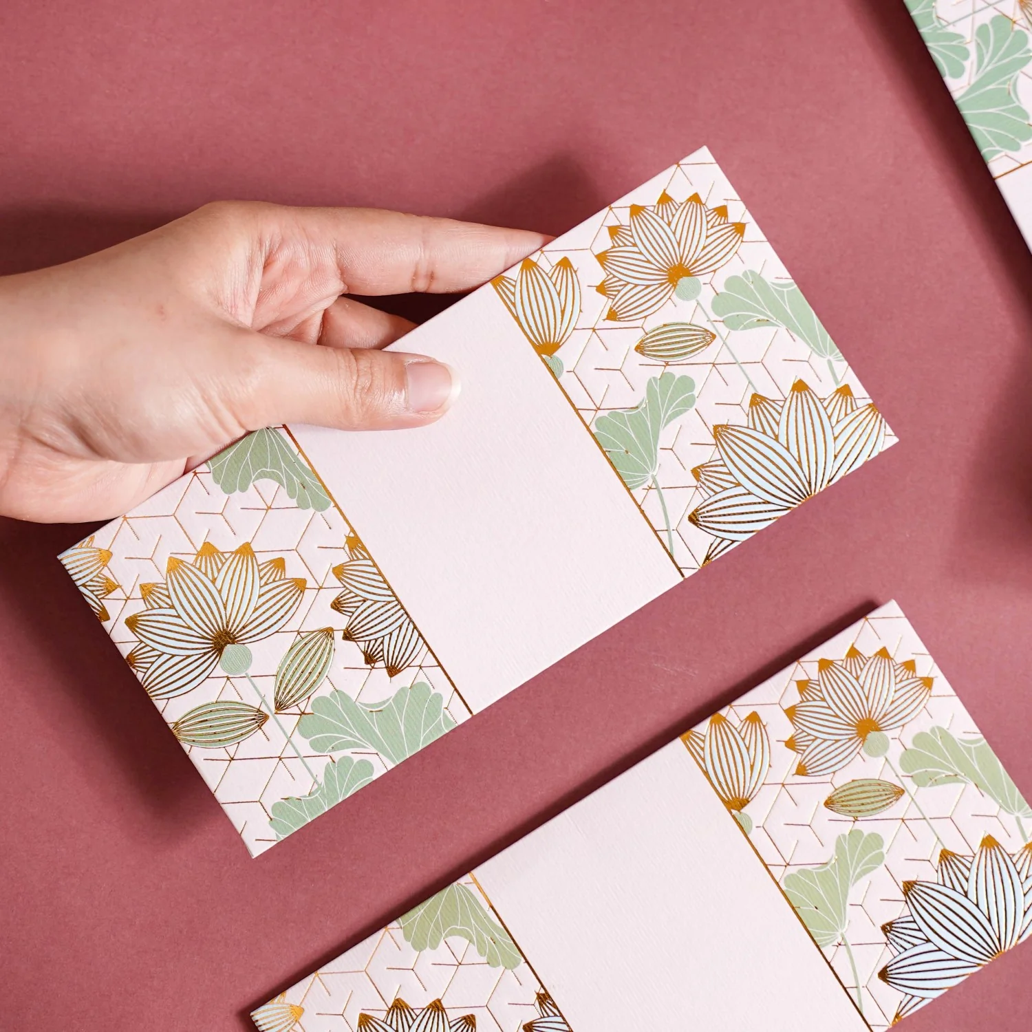 Set Of 12 Blue Lotus Money Gifting Envelope - Image 3