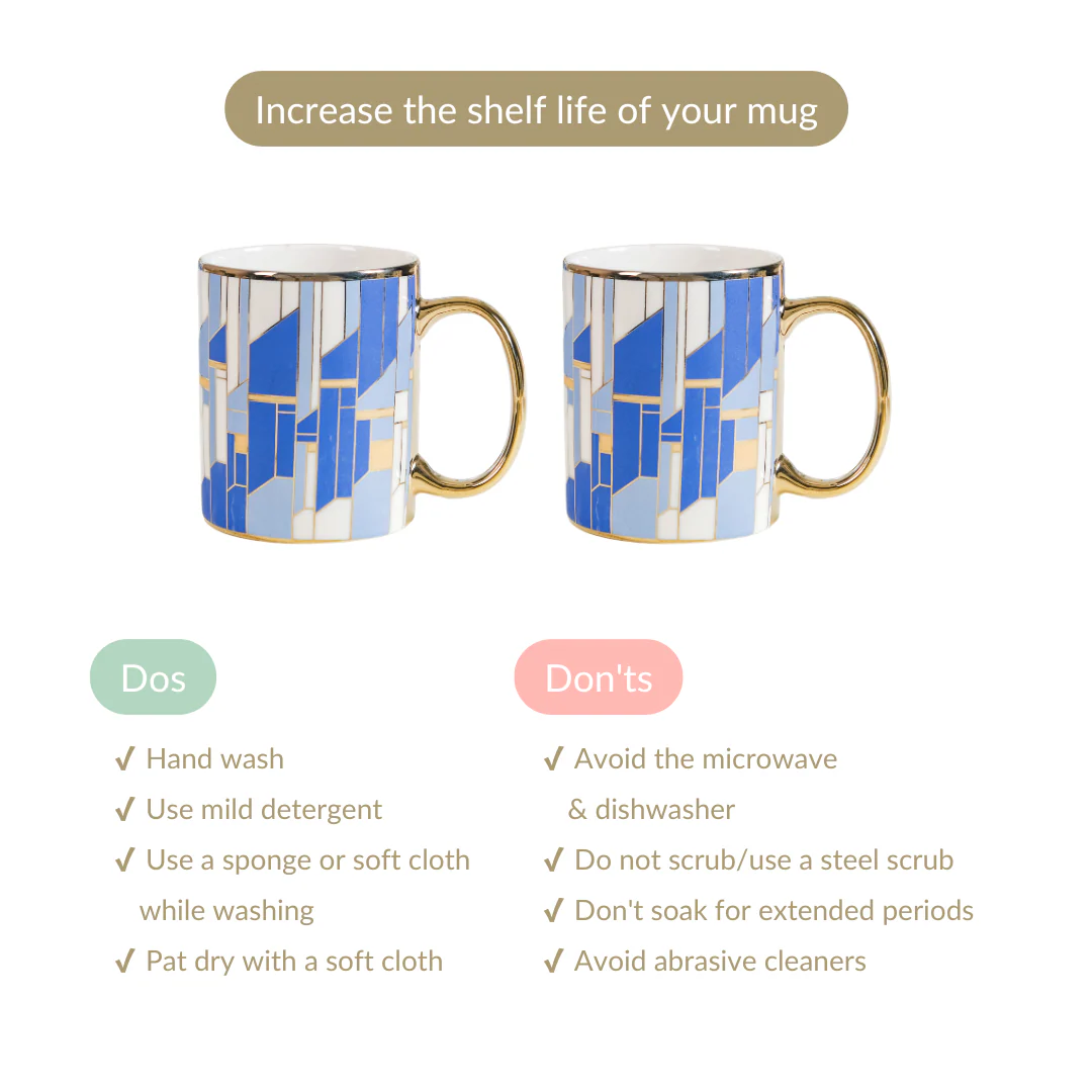 Set Of 2 Blue Gold Tea Cups With Gift Box 350ml - Image 6