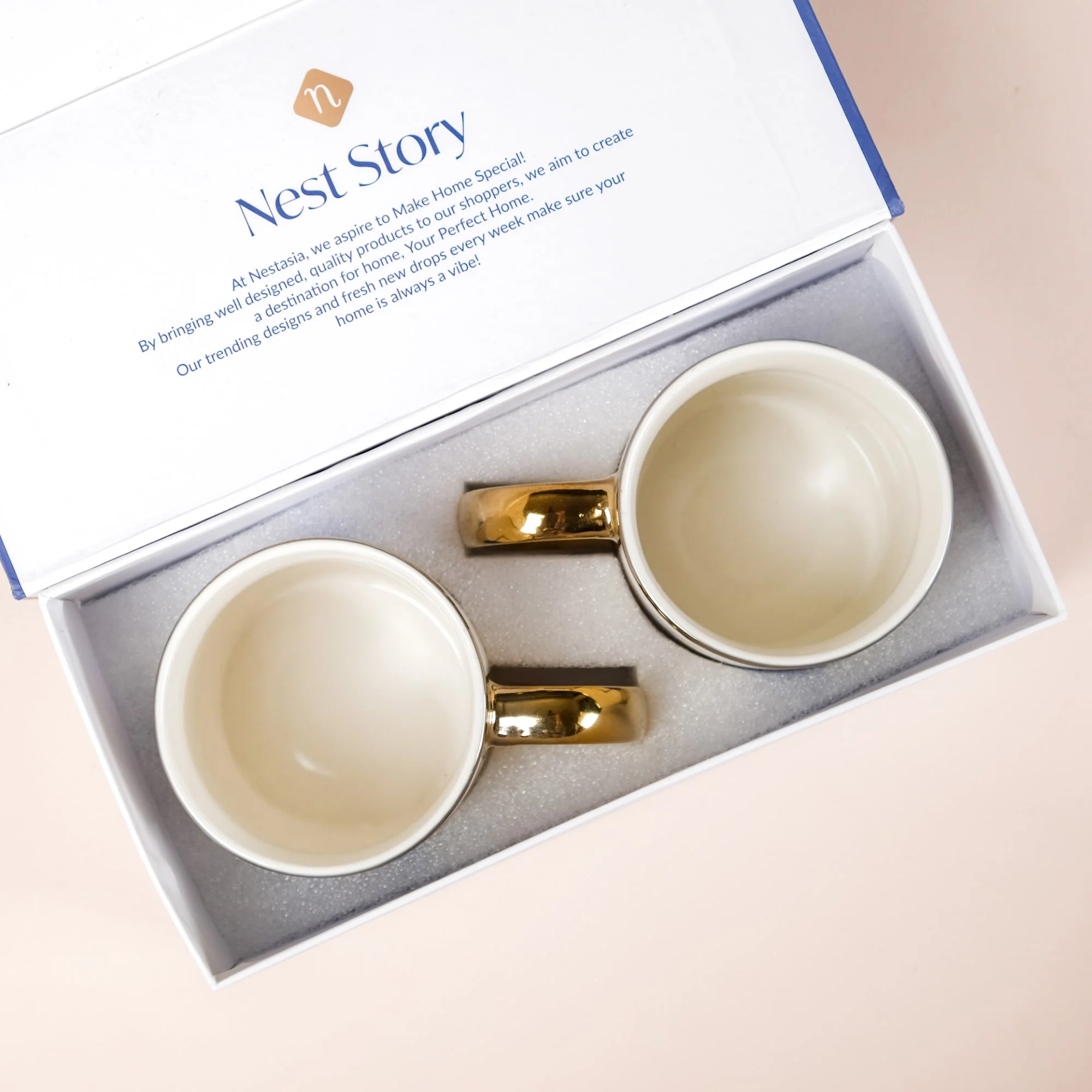 Set Of 2 Blue Gold Tea Cups With Gift Box 350ml - Image 7
