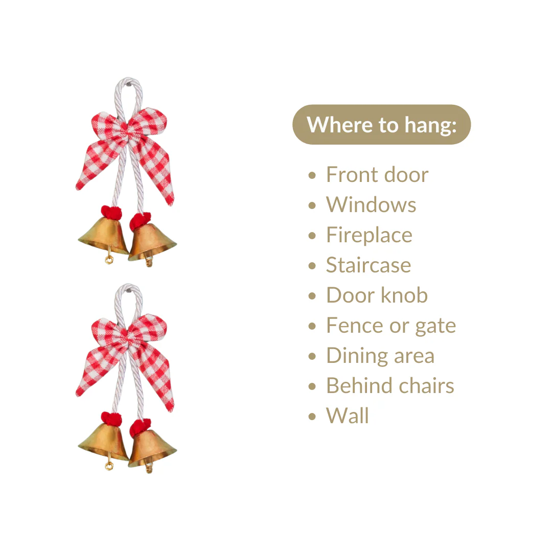 Set Of 2 Golden Bell Wall Hanging With Bow - Image 5