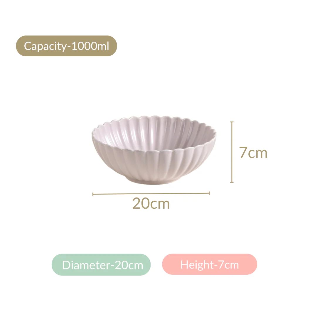 Set Of 2 Large Lilac Scallop Serving Bowls 1000ml - Image 6