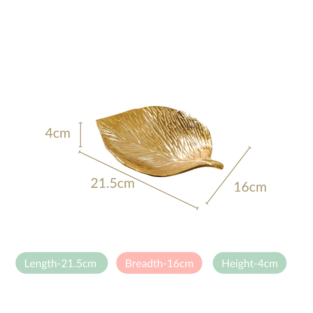 Set of 2 Leaf Plates Gold - Image 5
