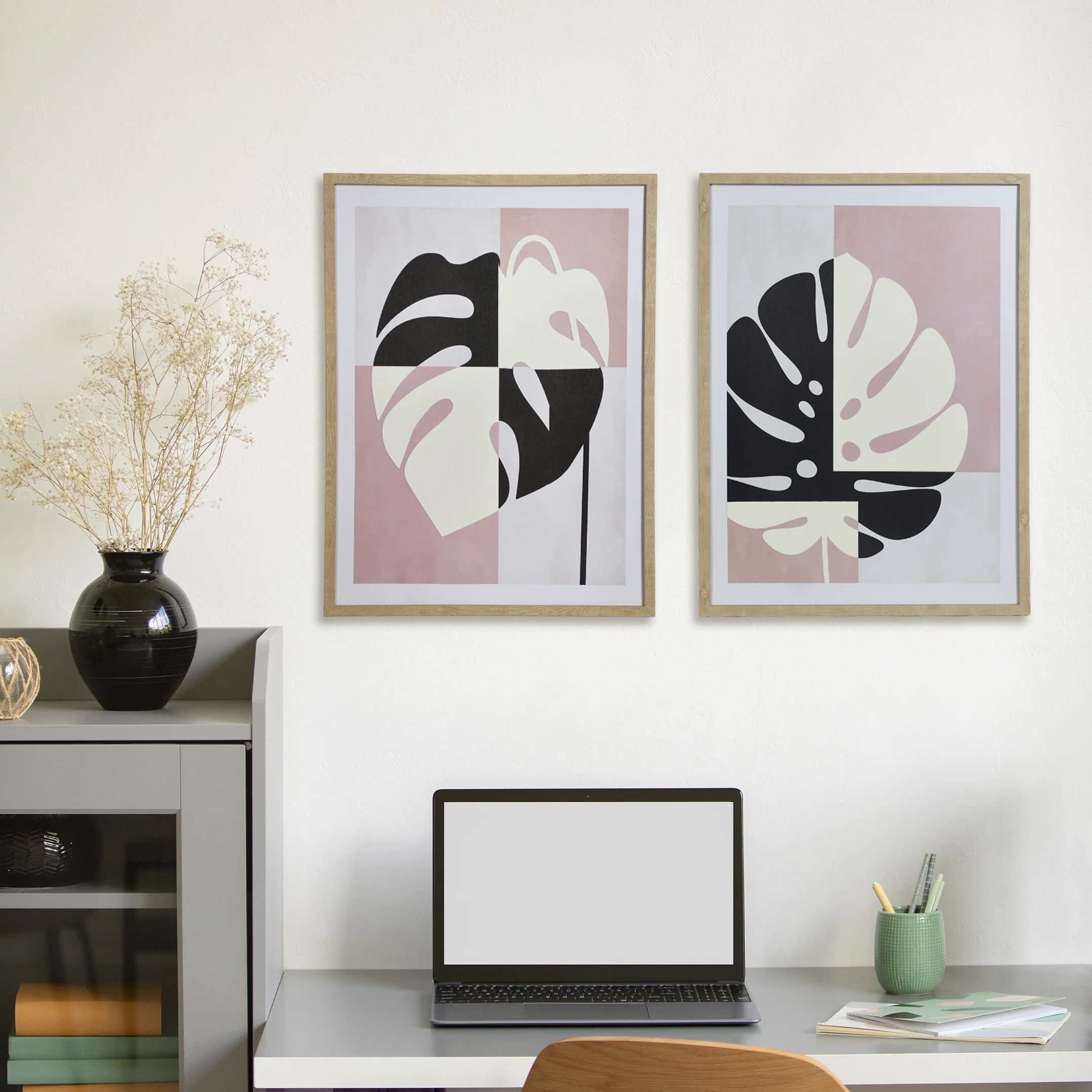 Set Of 2 Monstera Leaf Wall Art 23x17 Inch - Image 9