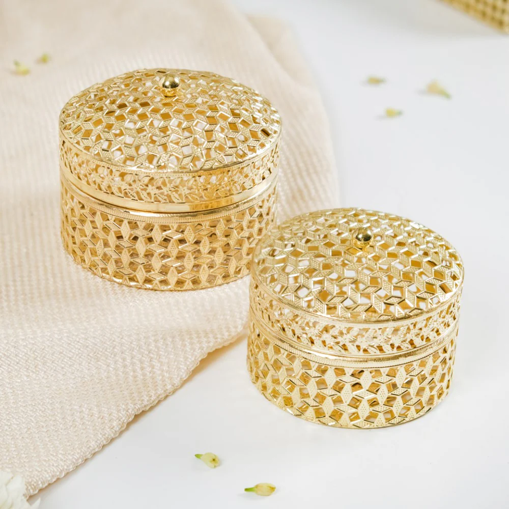 Set Of 2 Ornate Dry Fruit Box Gold - Image 5