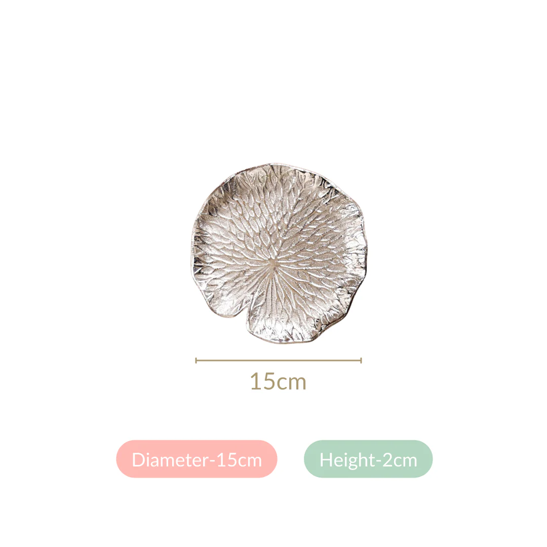 Set Of 2 Silver Lotus Leaf Decorative Tray - Image 6