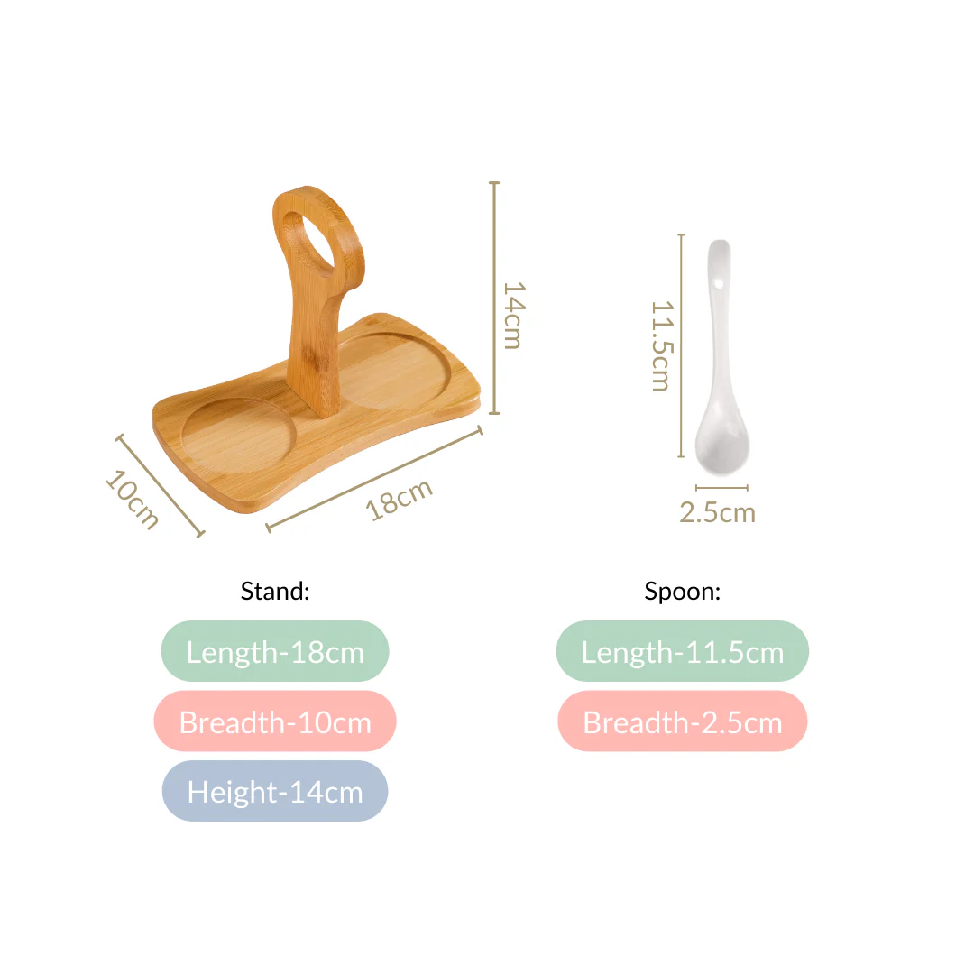 Set Of 2 Sugar And Milk Pots With Wooden Stand - Image 5