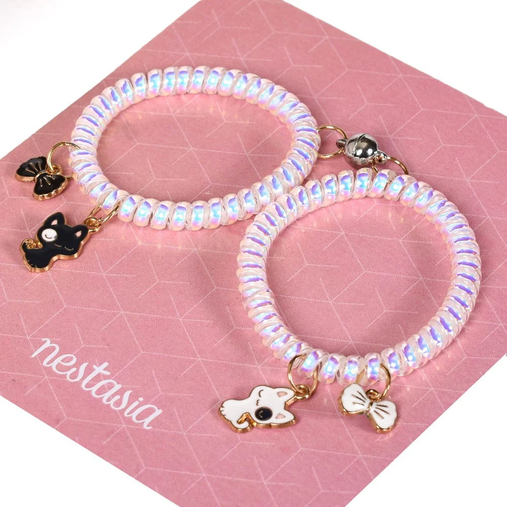 Set Of 2 Winking Kitten And Bow Charm Bracelet - Image 4