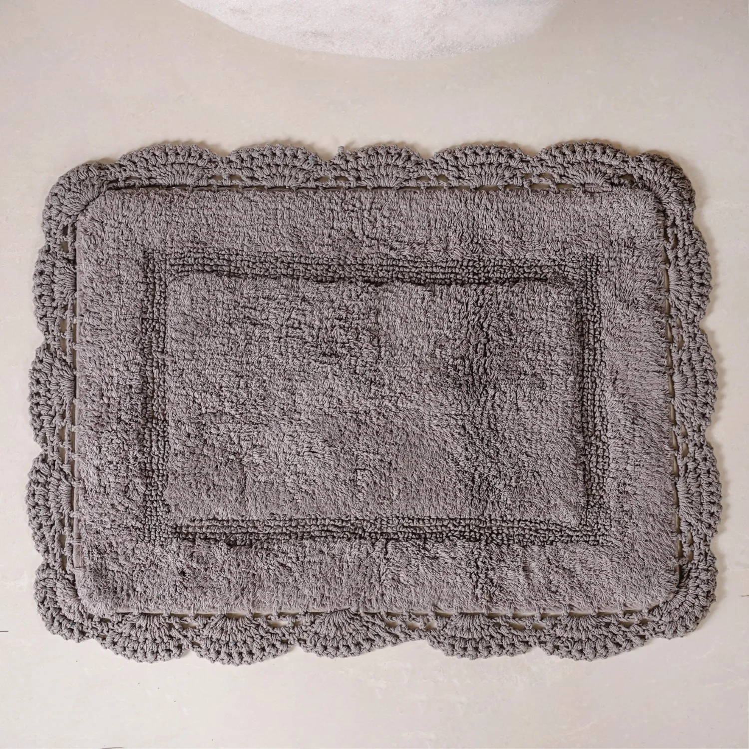Set Of 3 Crochet Bordered Cotton Floor Mats 29x21 Inch - Image 3