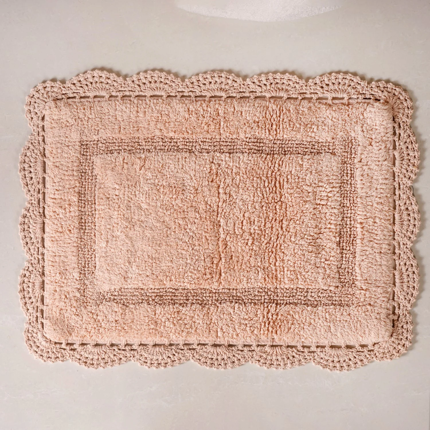 Set Of 3 Crochet Bordered Cotton Floor Mats 29x21 Inch - Image 6