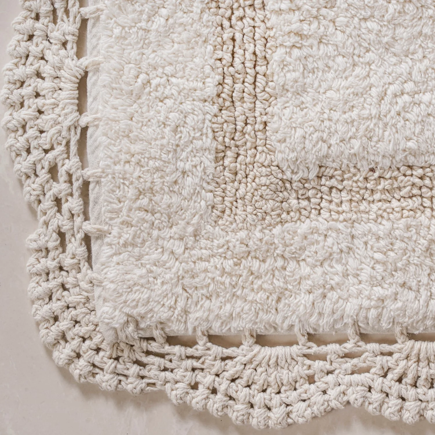 Set Of 3 Crochet Bordered Cotton Floor Mats 29x21 Inch - Image 8