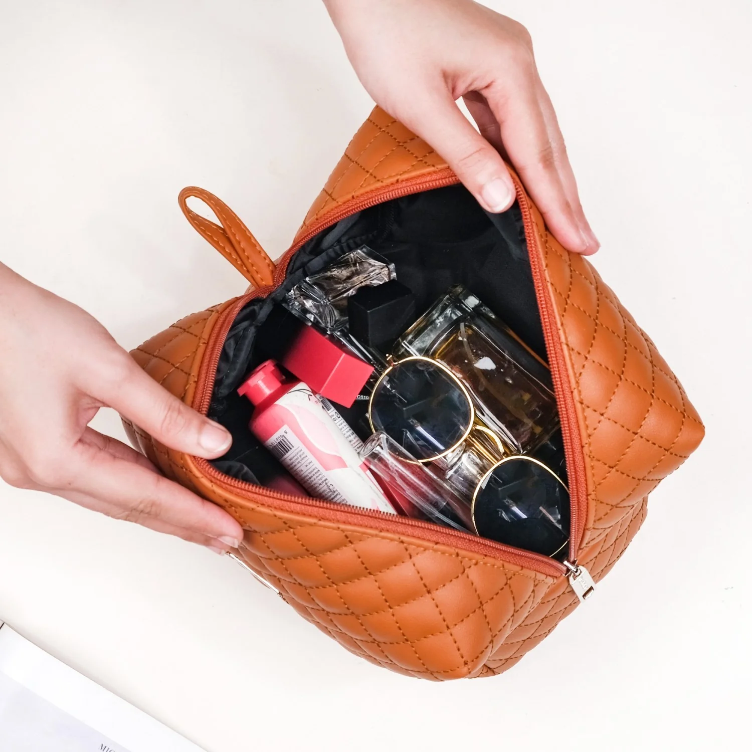 Set Of 3 Water Resistant Makeup Pouches Tan - Image 7