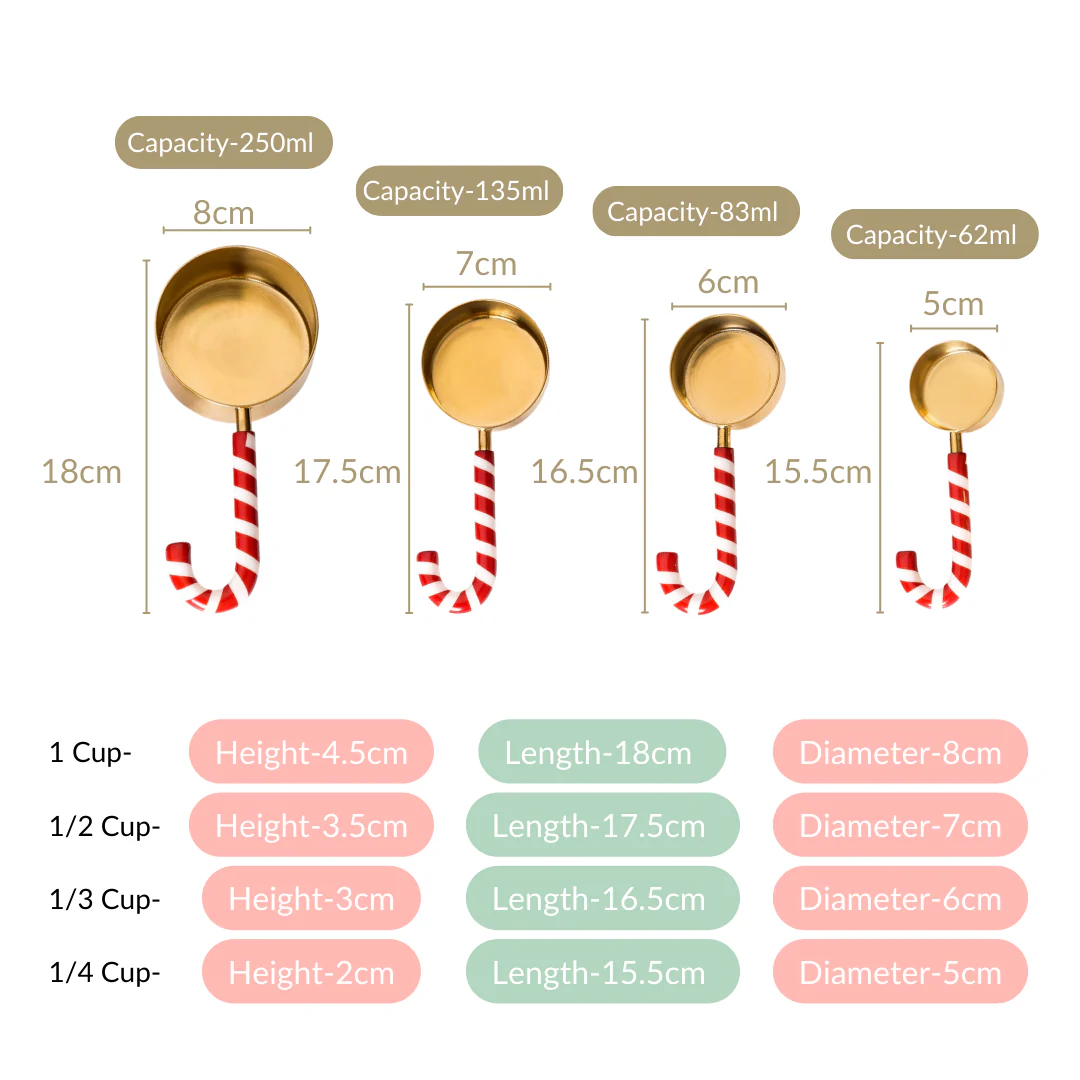 Set Of 4 Candy Stick Measuring Cups Gold - Image 5