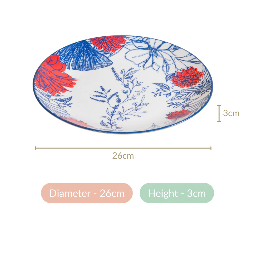 Set Of 4 Floral Ceramic Dinner Plates 10 Inch - Image 5