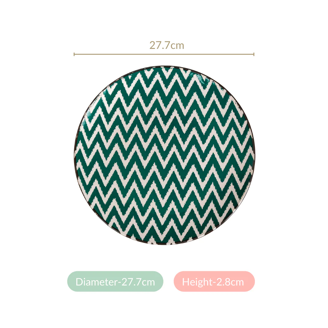 Set Of 4 Oscilla Ceramic Dinner Plate Green 11 Inch - Image 4