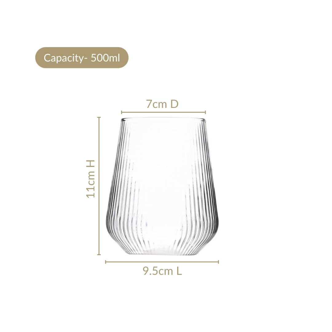 Set Of 4 Ribbed Glass 500ml - Image 3