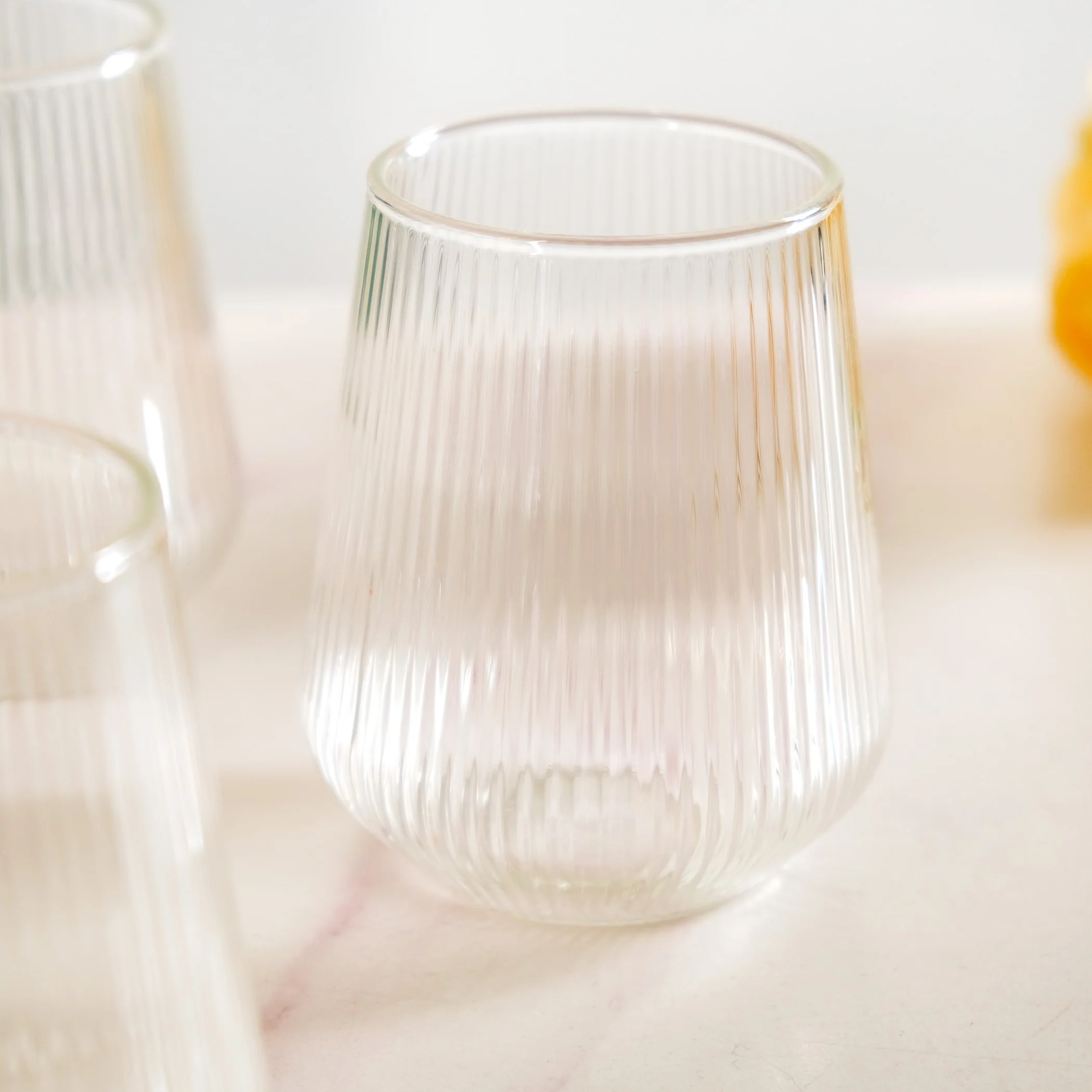 Set Of 4 Ribbed Glass 500ml - Image 8
