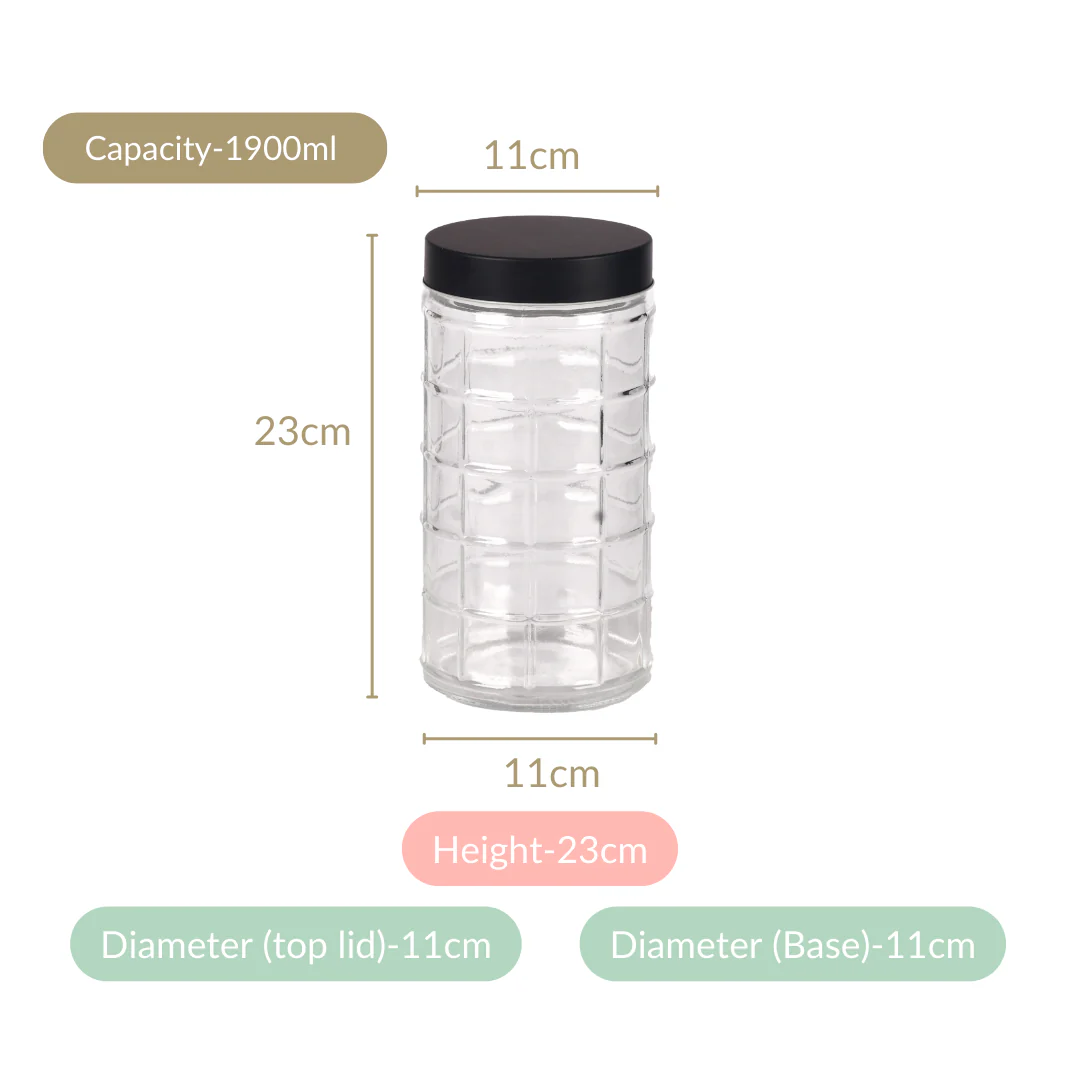 Set Of 4 Tall Glass Jars With Lid 1900ml - Image 5