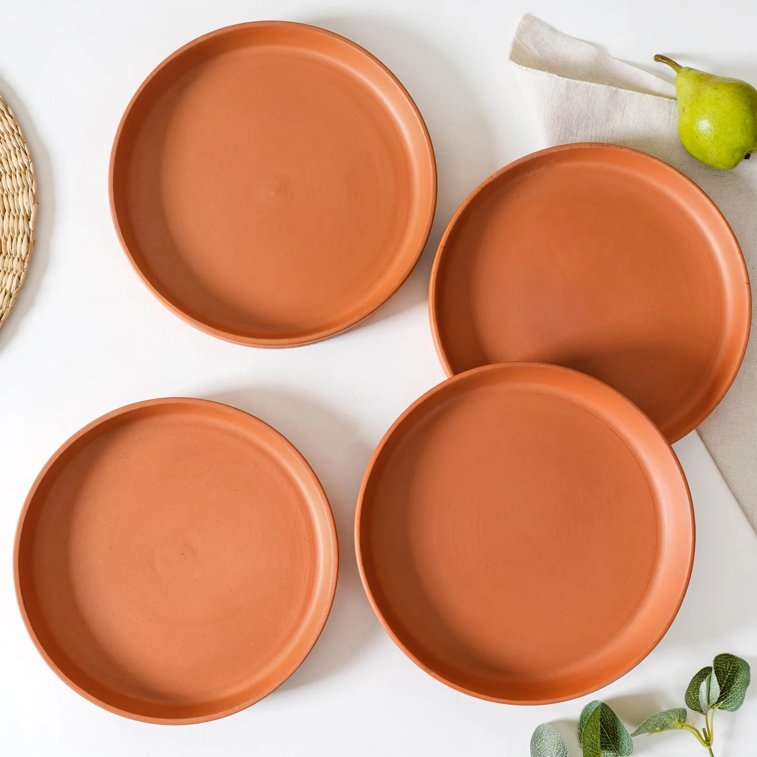 Set Of 4 Terracotta Dinner Plates 9 Inch - Image 6