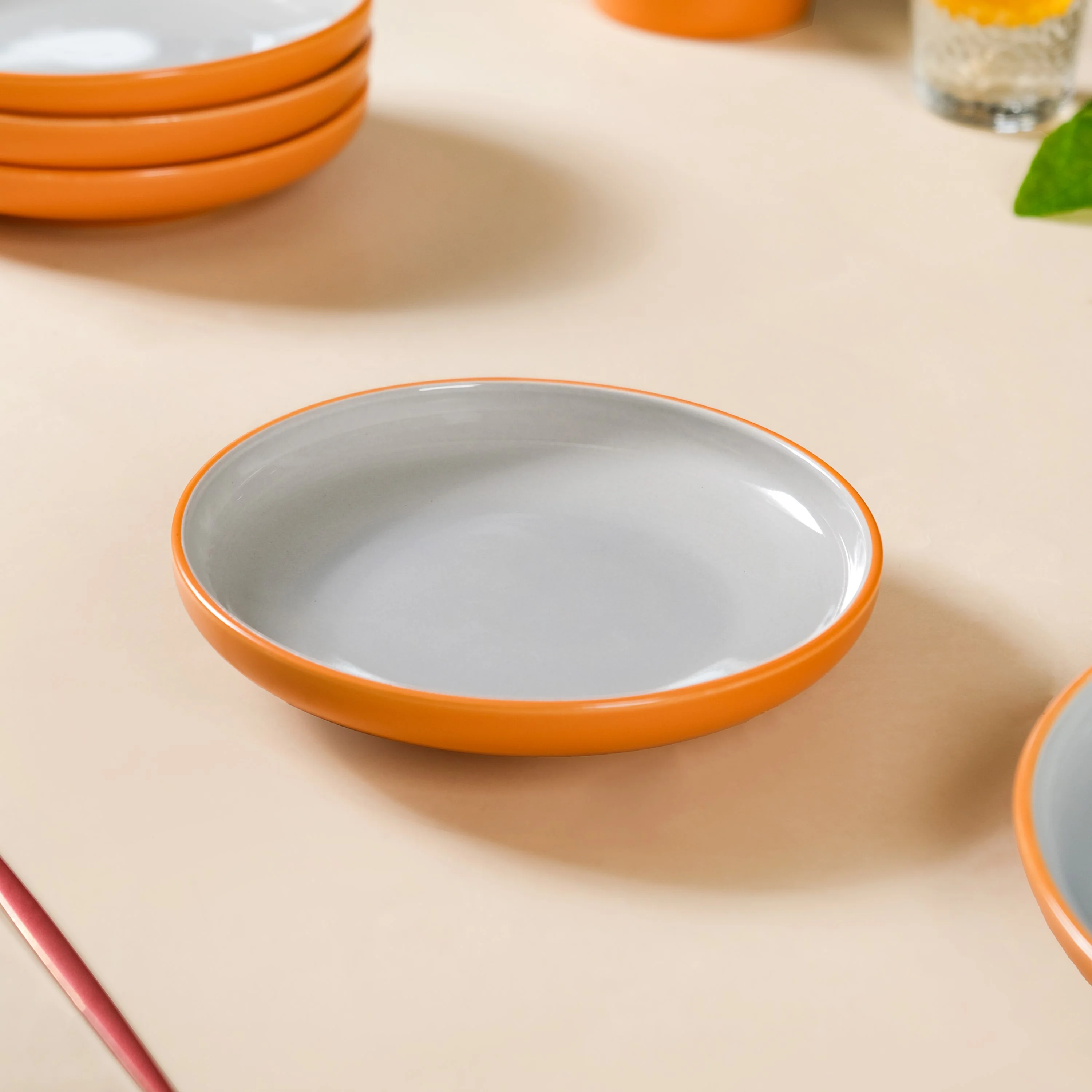 Set Of 4 Zoella Orange Ceramic Snack Plates 7 Inch - Image 6