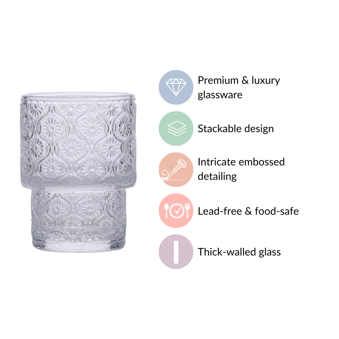 Set of 6 Floral Drinking Glass Tumblers - Image 6
