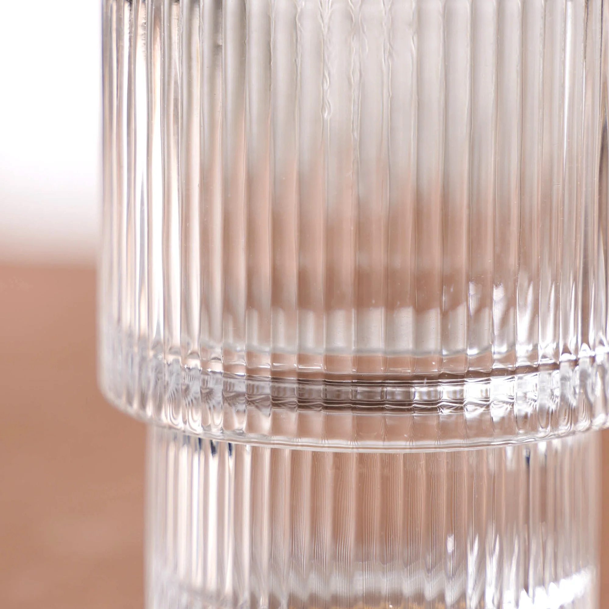 Set Of 6 Stackable Drinking Glasses Ribbed - Image 6