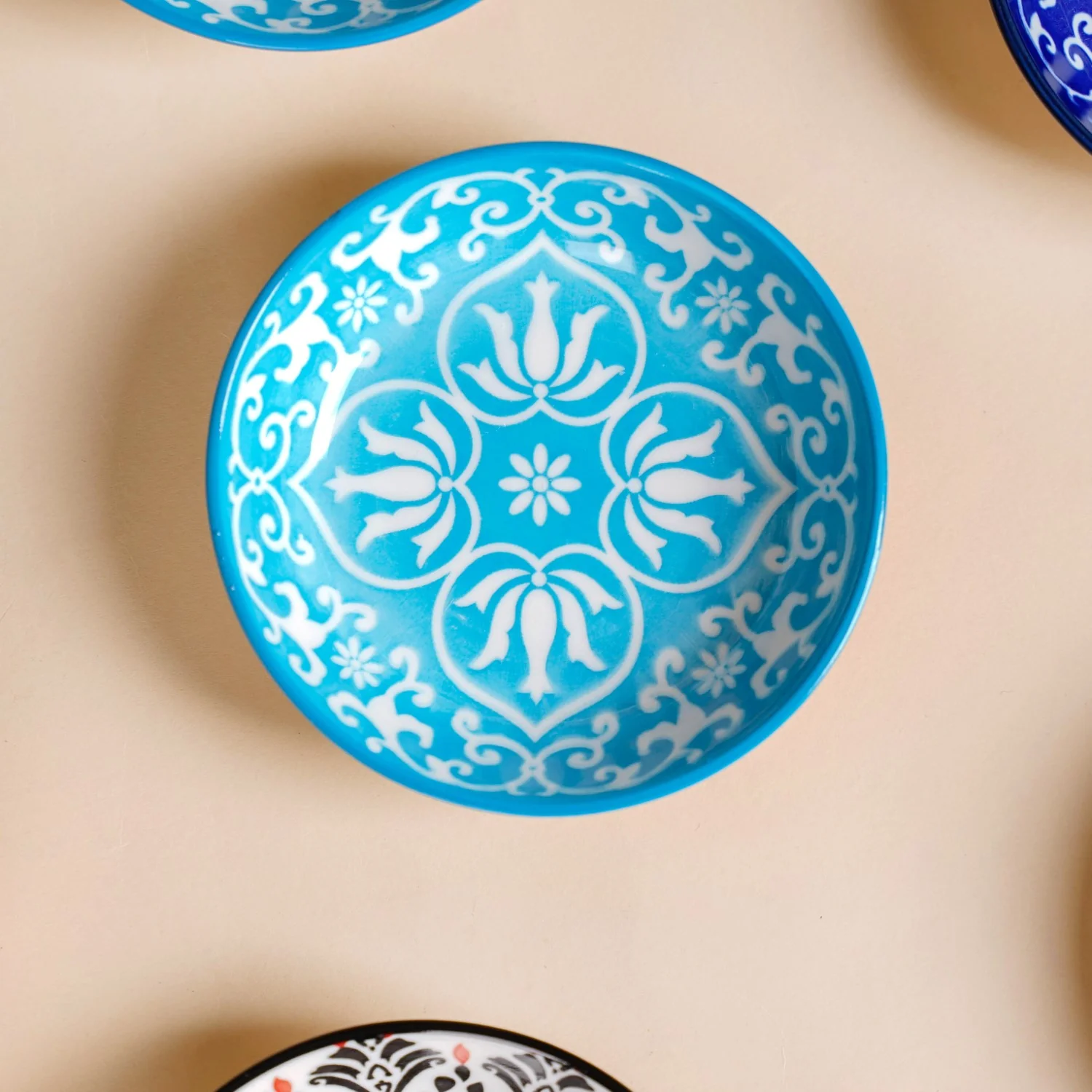 Set Of 8 Floral Mandala Small Ceramic Bowls 70ml - Image 8