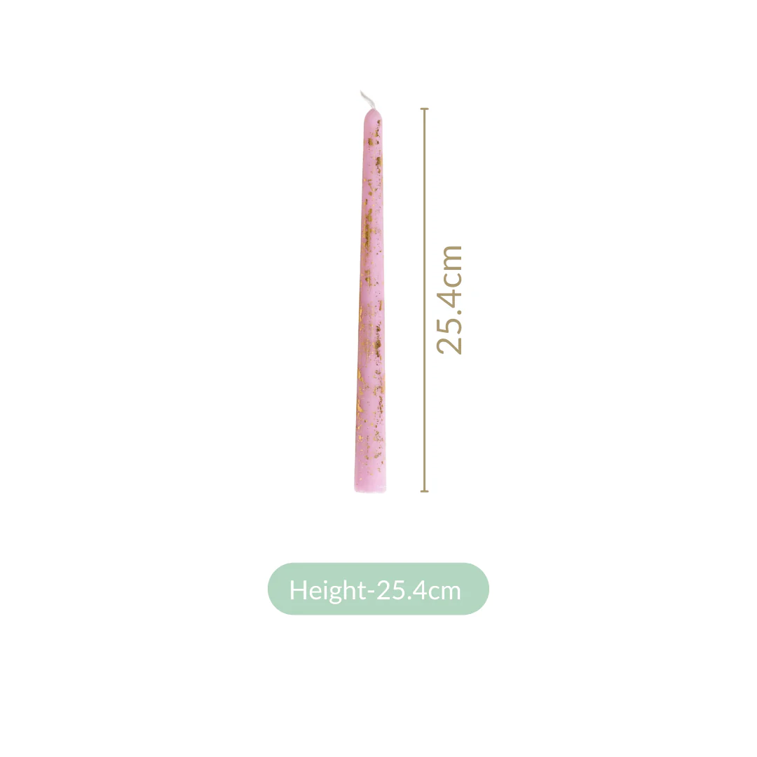 Set Of 8 Taper Candle With Gold Foil Design Lavender - Image 4