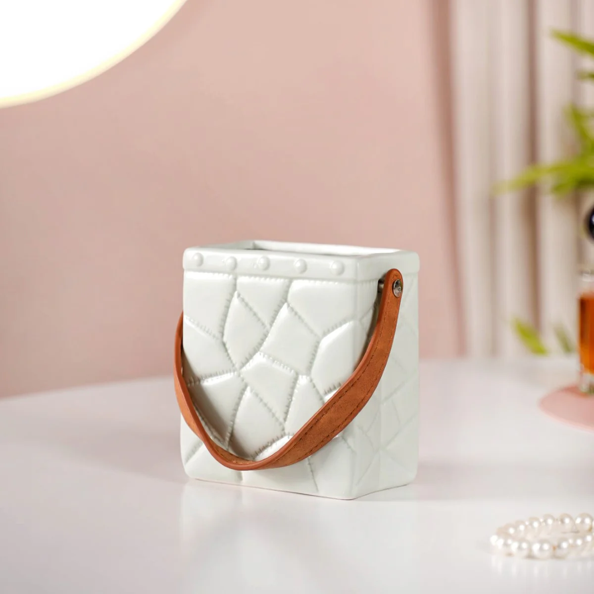 Shopping Bag Ceramic Mini Vase Mint Green - Image 9