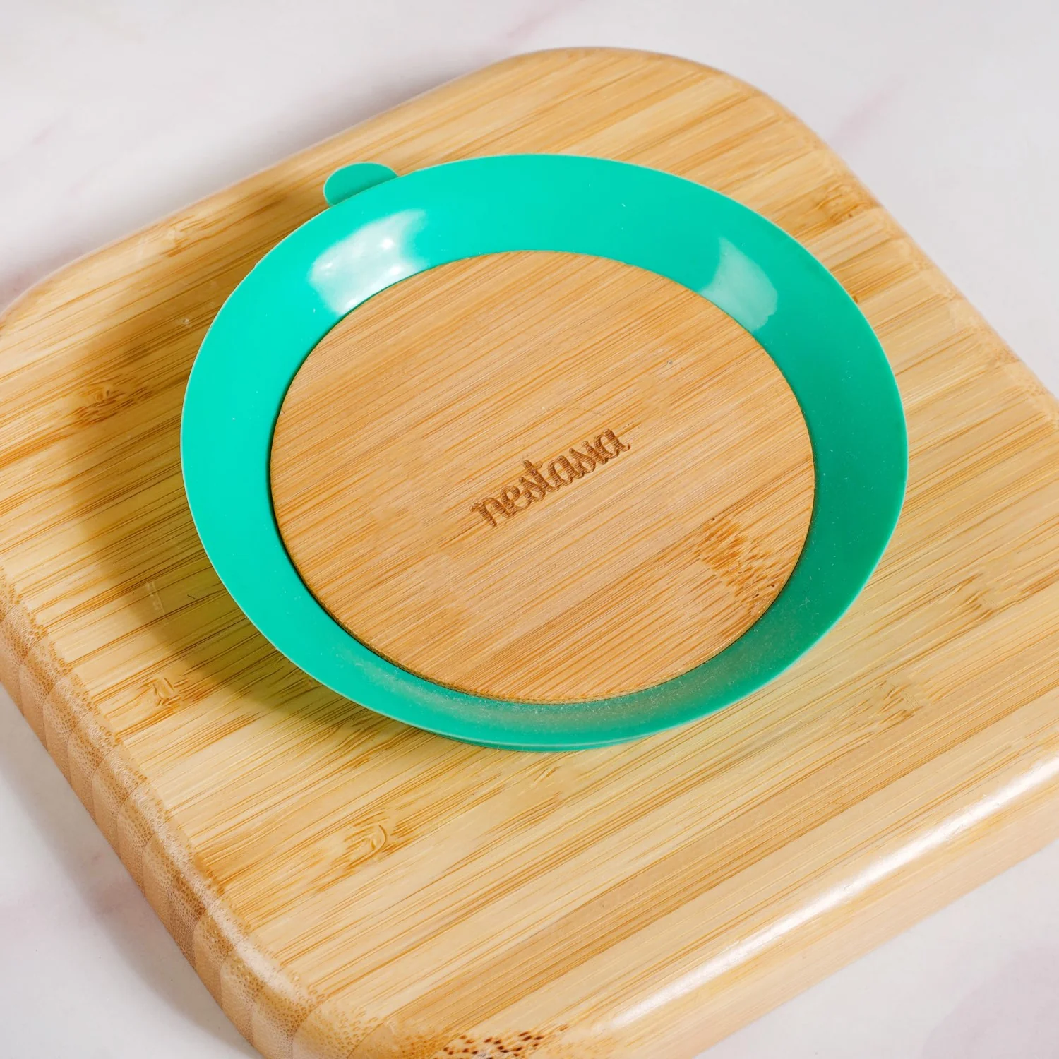Silicone Suction Base Wooden Plate For Kids With Spoon - Image 8