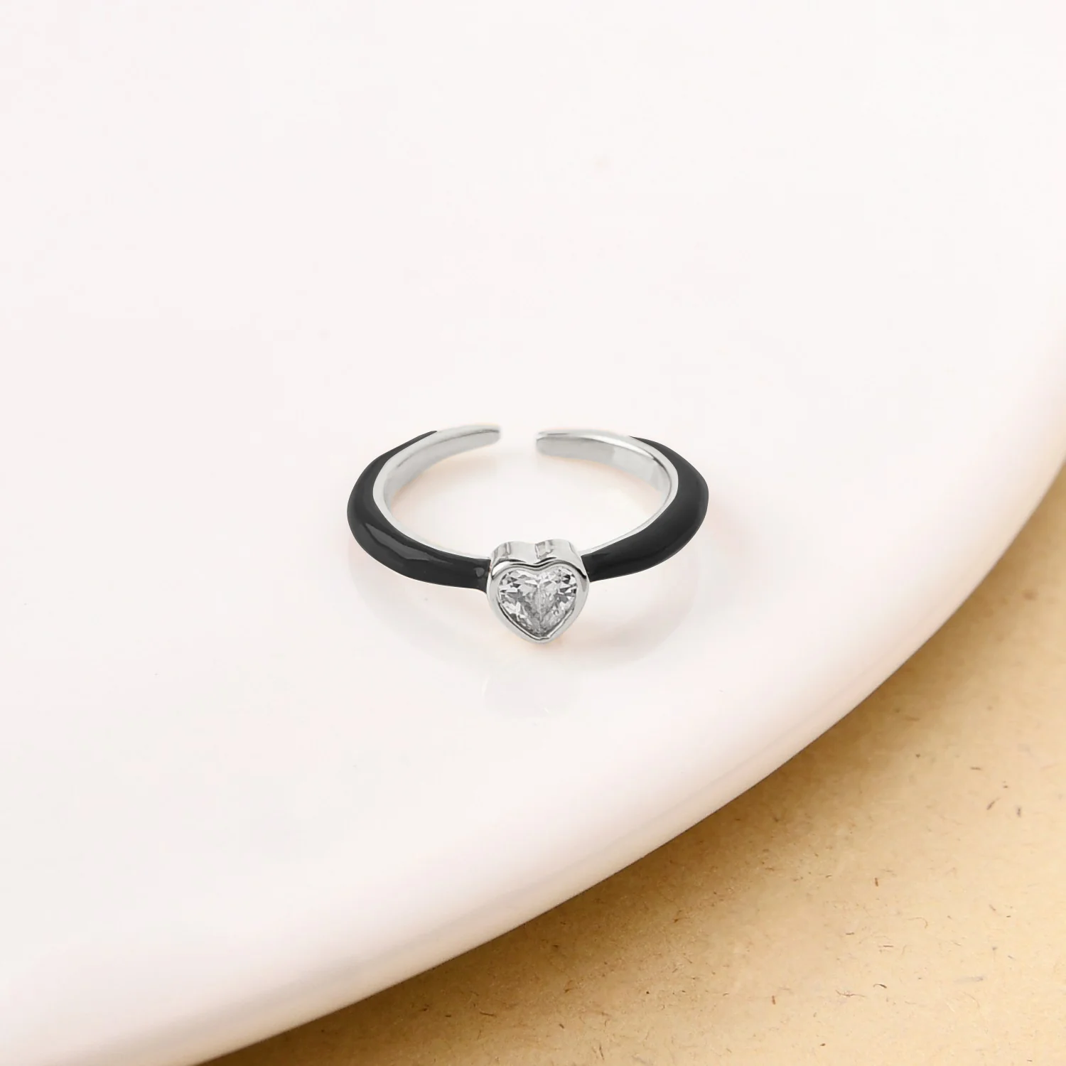 Silver And Black Geometric Ring