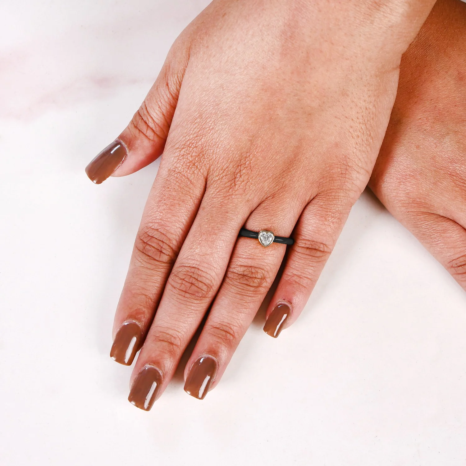 Silver And Black Geometric Ring - Image 2