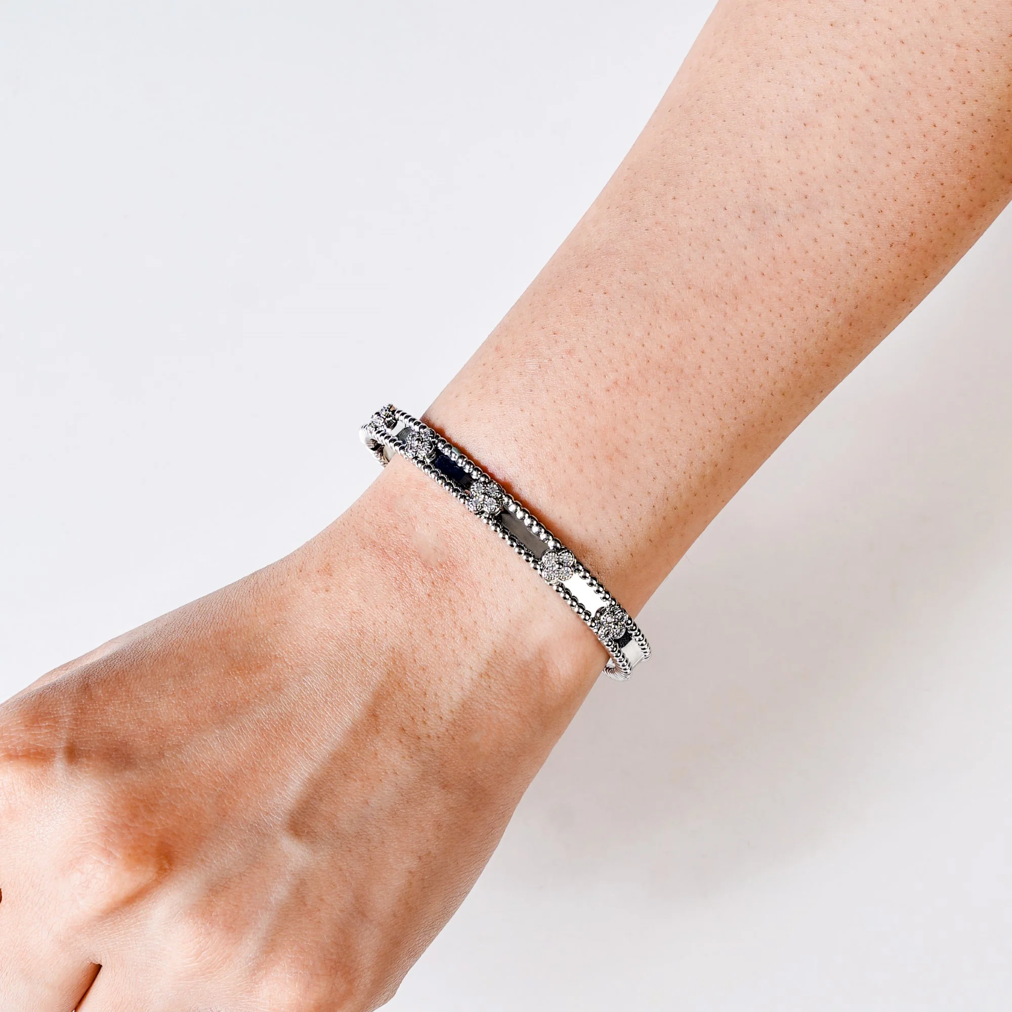 Silver Bloom Metal Bangle - Image 2