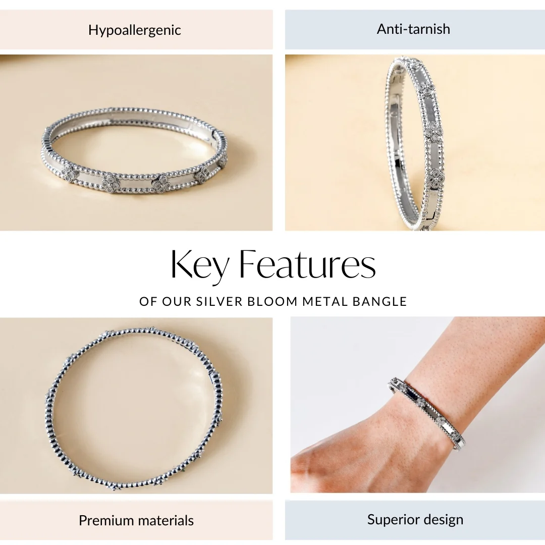 Silver Bloom Metal Bangle - Image 4