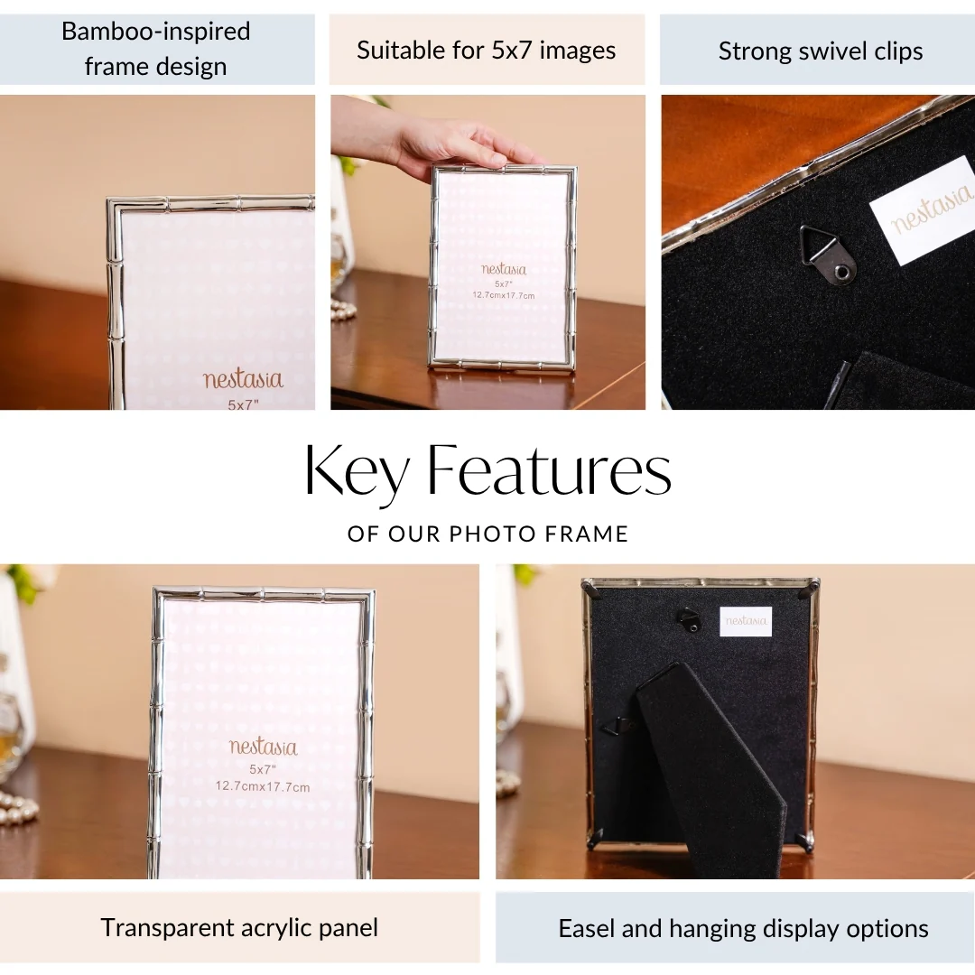 Silver Chic Bamboo Design Photo Frame Large 13x18cm - Image 5